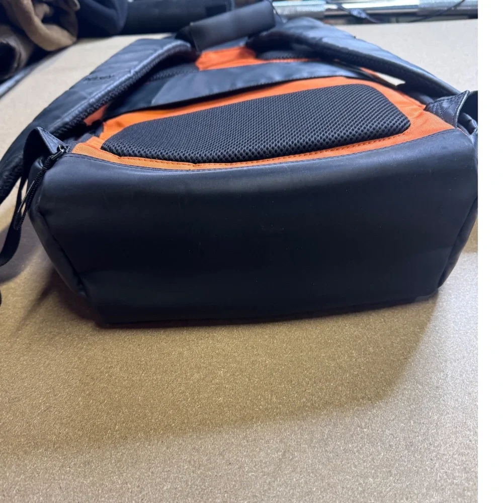 Delsey Orange Gray Tech Backpack Water Resistant Laptop Travel School‎ Bag FLAW.